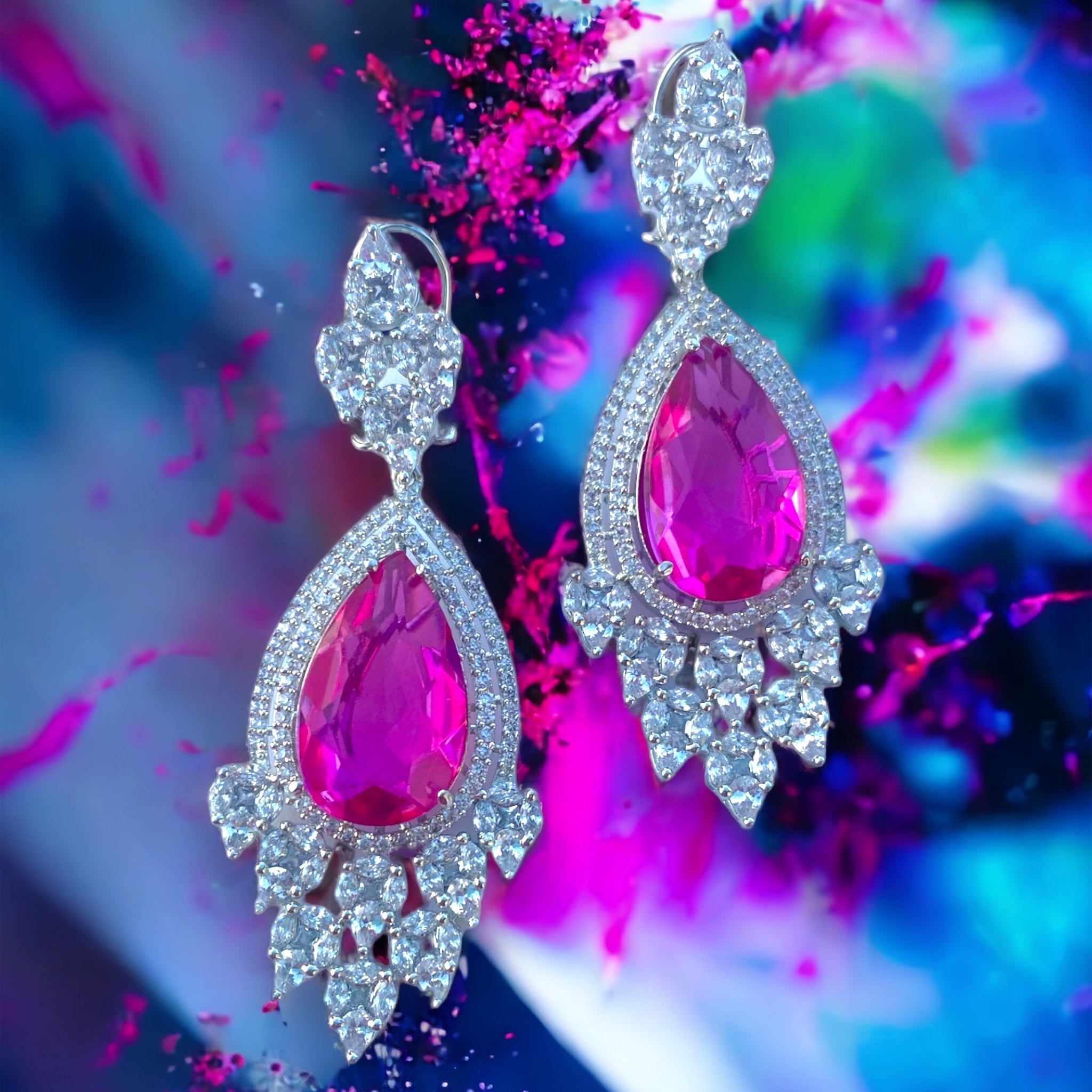 Green Rose Sparkle Earrings