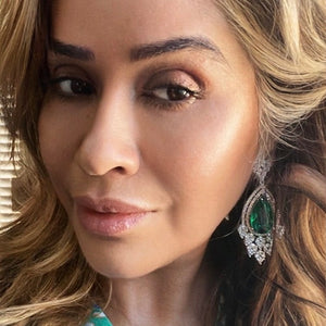 Green Rose Sparkle Earrings