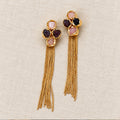 Fiora gold-tone tassel earrings with raw amethyst and blush natural stones