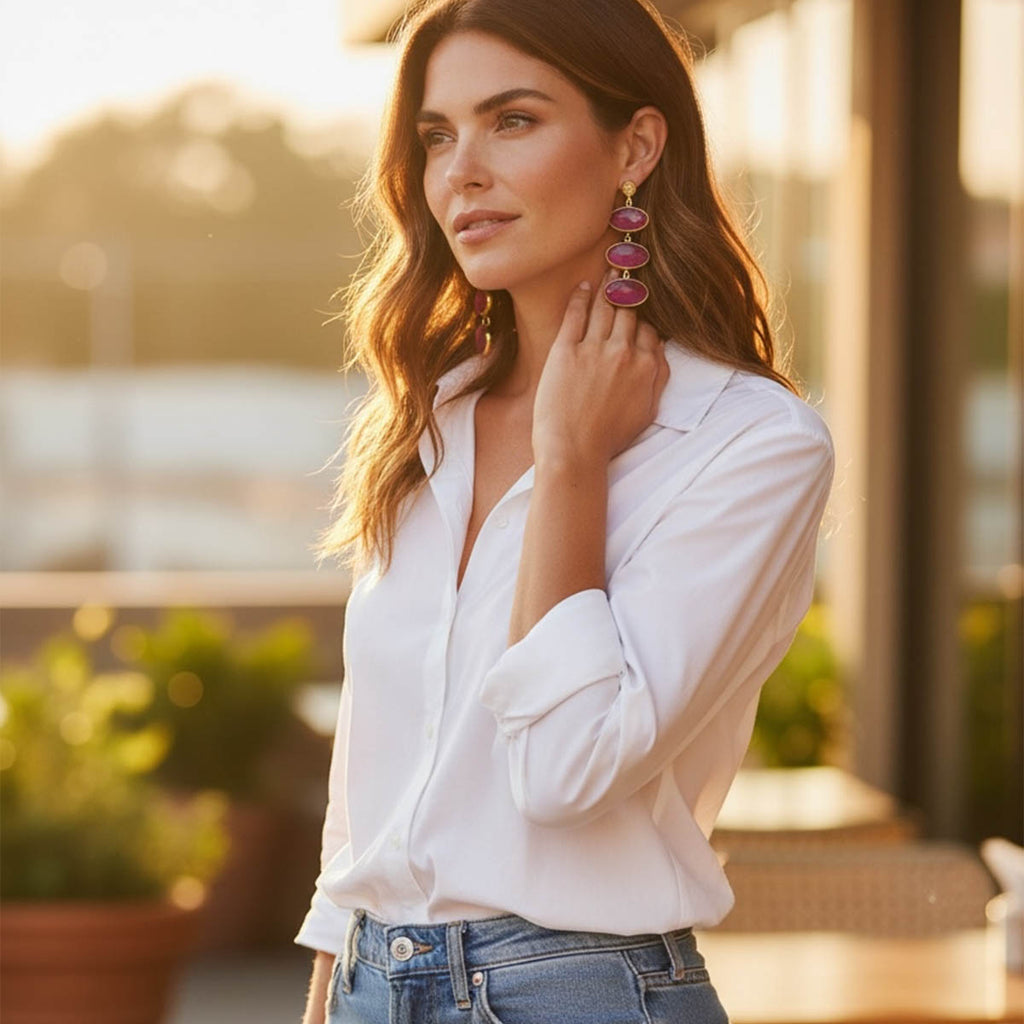 Roya Amethyst Drop Earrings