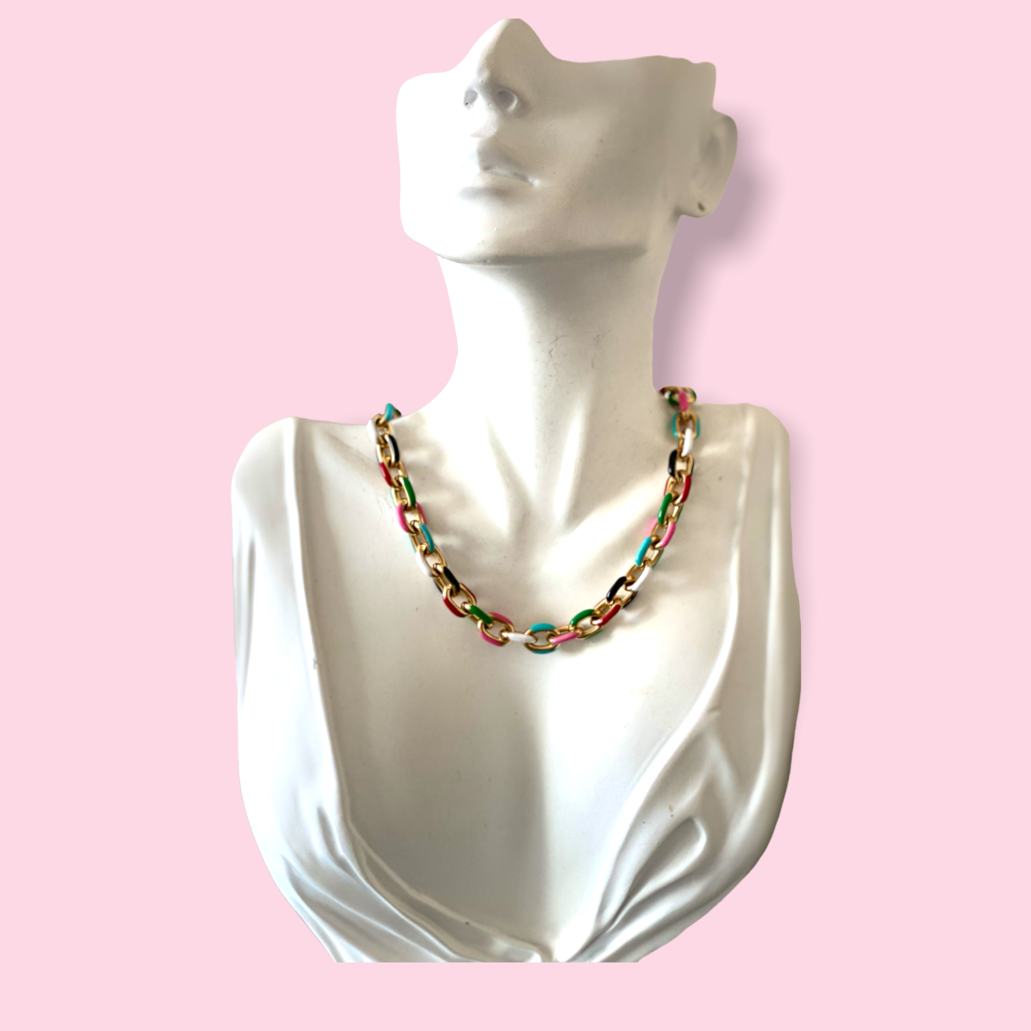 Rainbow link chain necklace