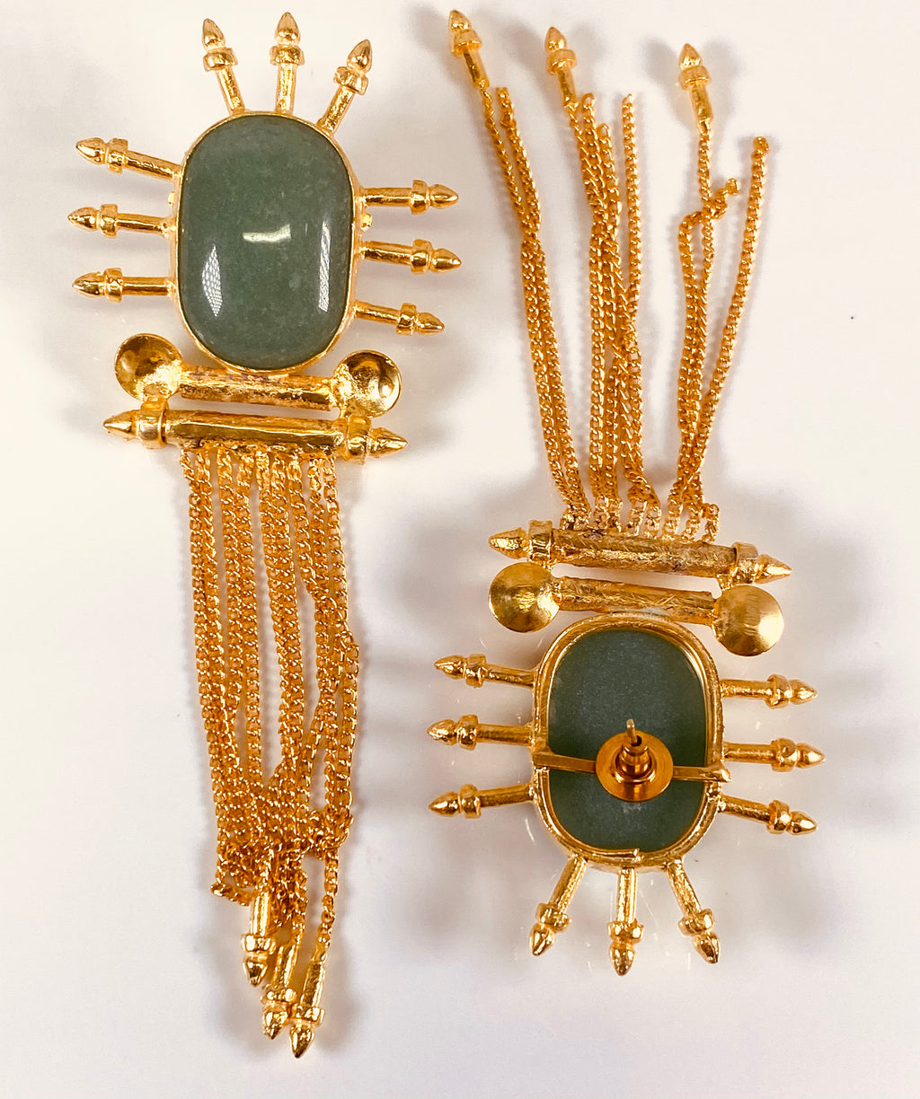Diva Green agate gold tassel earrings