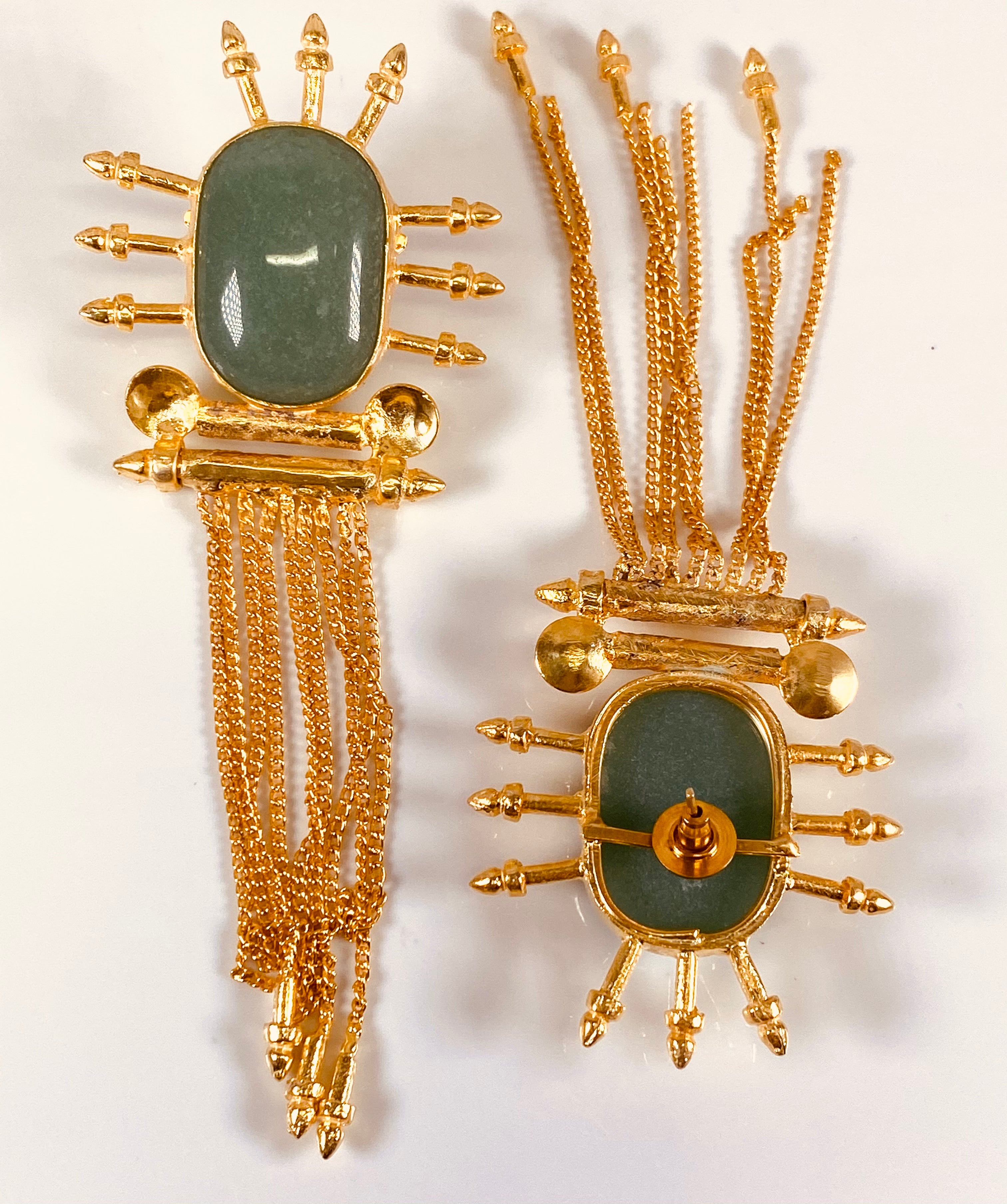 Diva Green agate gold tassel earrings
