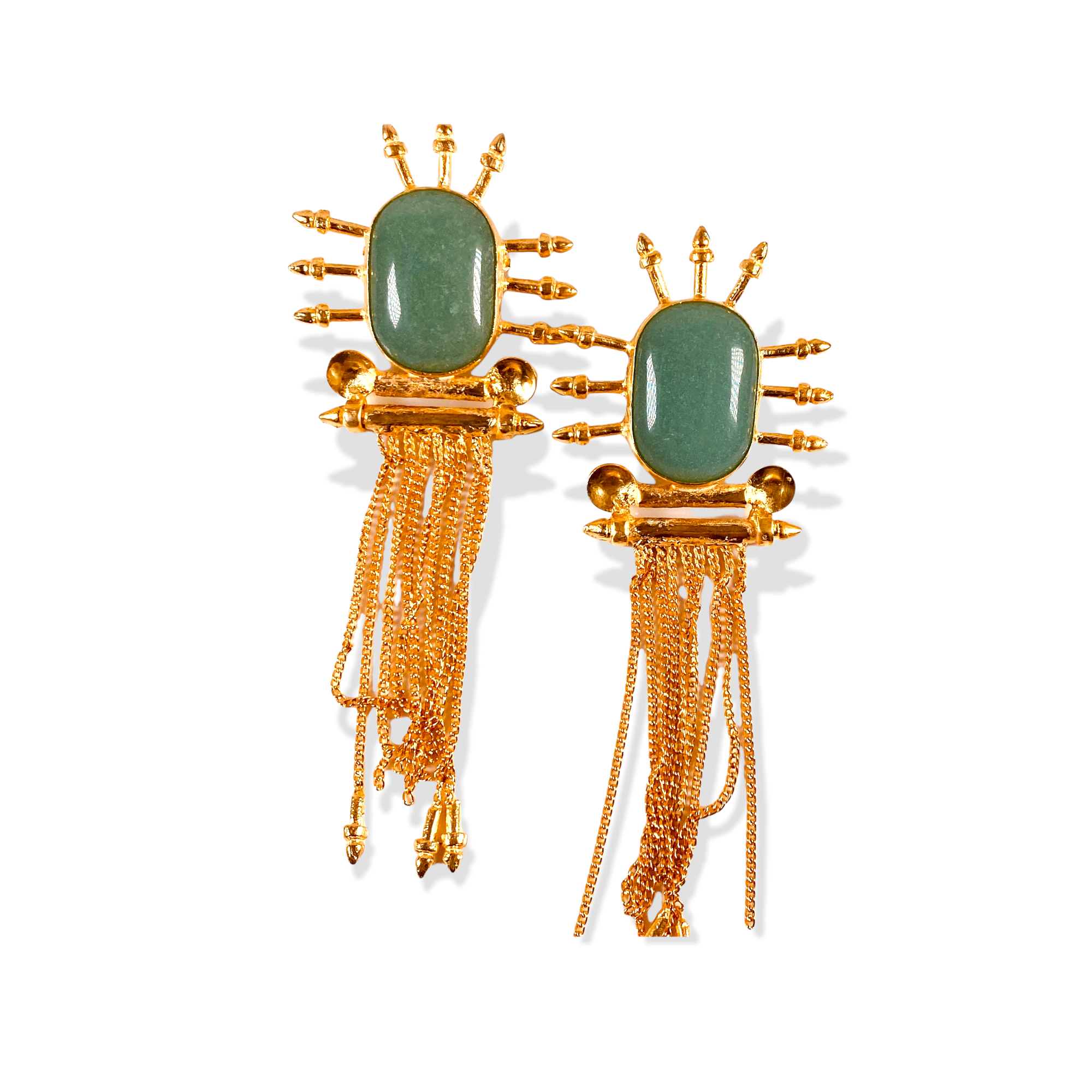 Diva Green agate gold tassel earrings